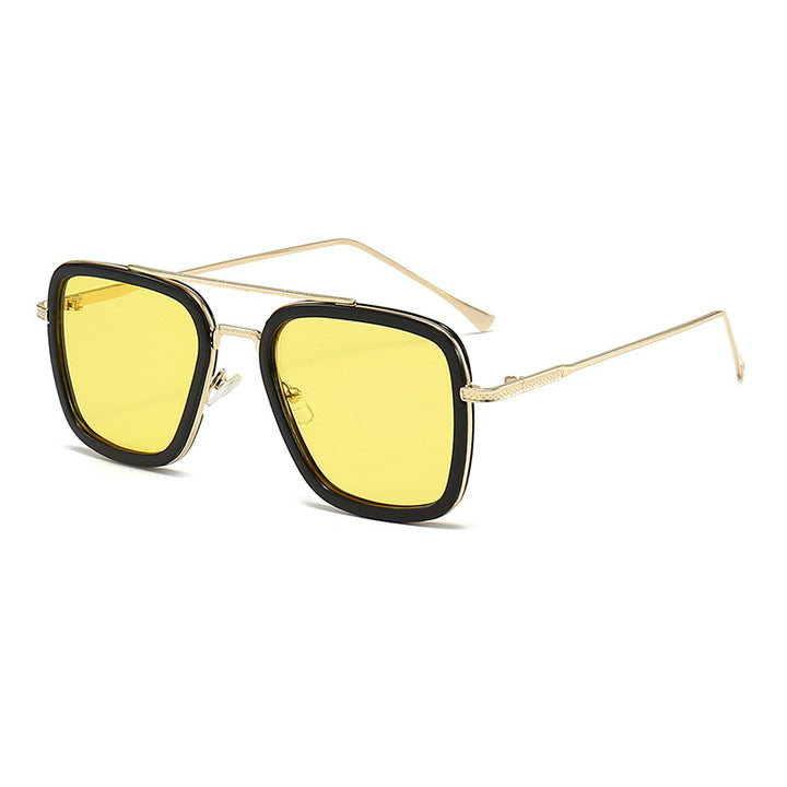 Dame moteristisk kvadratisk solbrille med glamorøs metallramme Luvikno