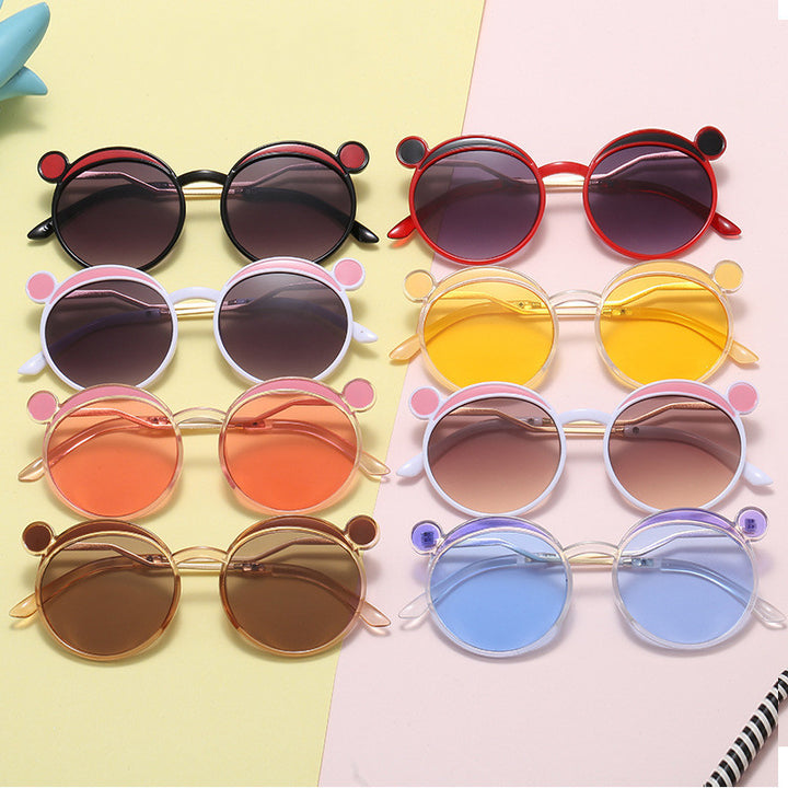 Dame Fashion-runde solbrille med innovativ ramme og fargede linser Luvikno