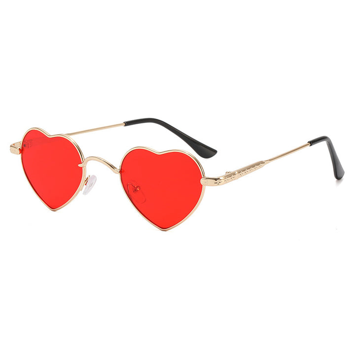 Damer hjerteformet solbrille med filigran metallramme Luvikno
