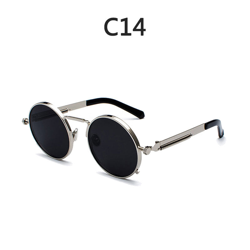 Dame Runde Metall-solbrille med speilte linser Luvikno