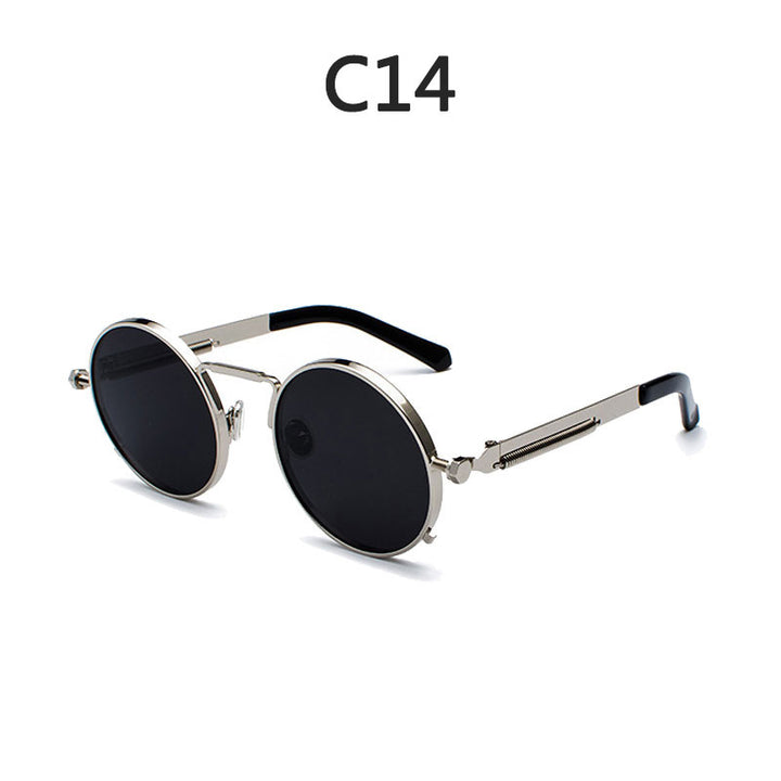 Dame Runde Metall-solbrille med speilte linser Luvikno