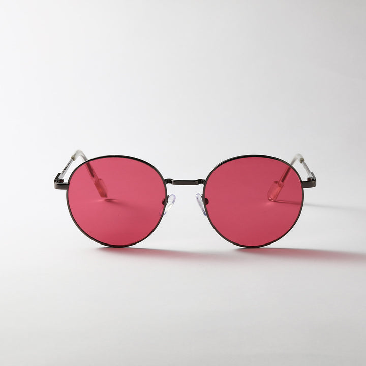 Dame rund solbrille med luksuriøs metallramme og UV-beskyttelse Luvikno