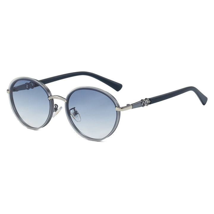 Dame elegant rund solbrille med speilende effekt Luvikno