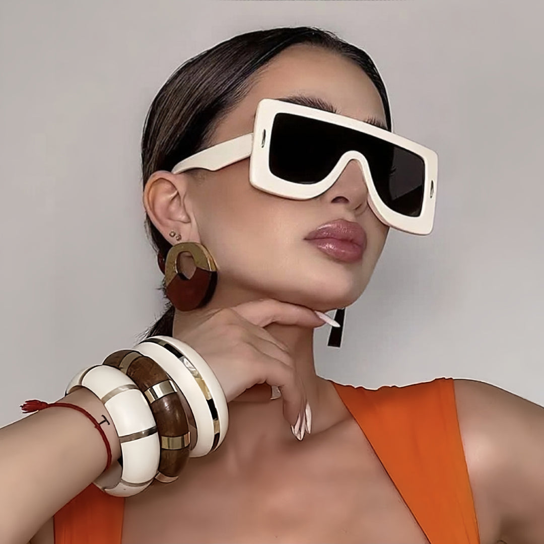 Dame oversized solbriller i moderne Bauhaus-stil Luvikno