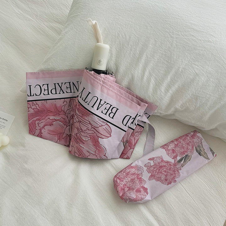 Dame kompakt paraply med blomstermotiv Luvikno