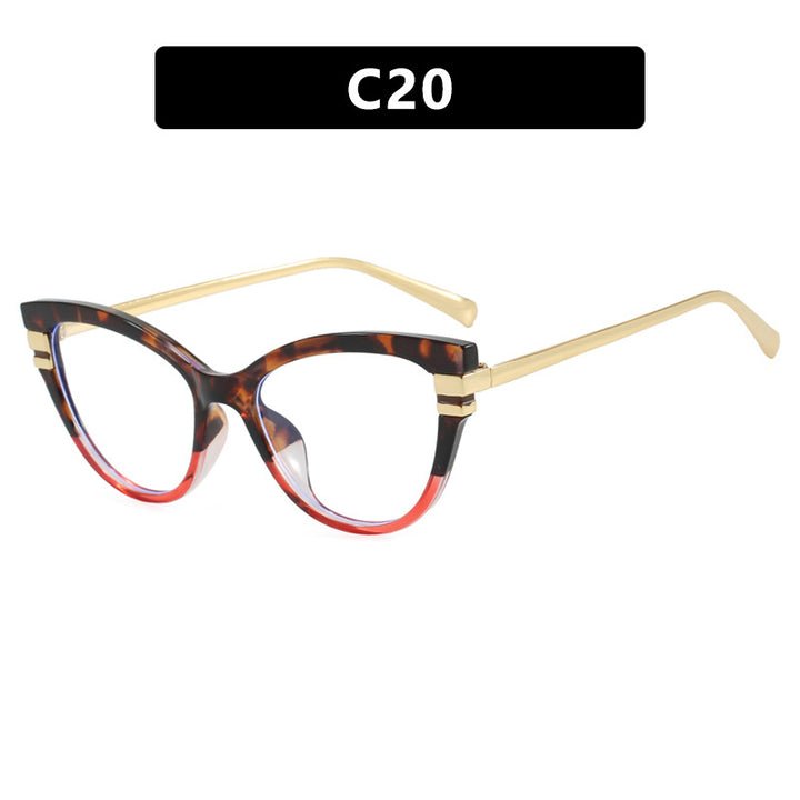 Dame Cat-Eye solbriller med elegant plastramme og gullaccentuer Luvikno