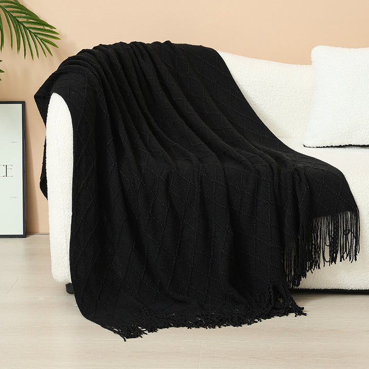 Damer Elegant og stilfullt bo- og kose-teppe med franser Luvikno