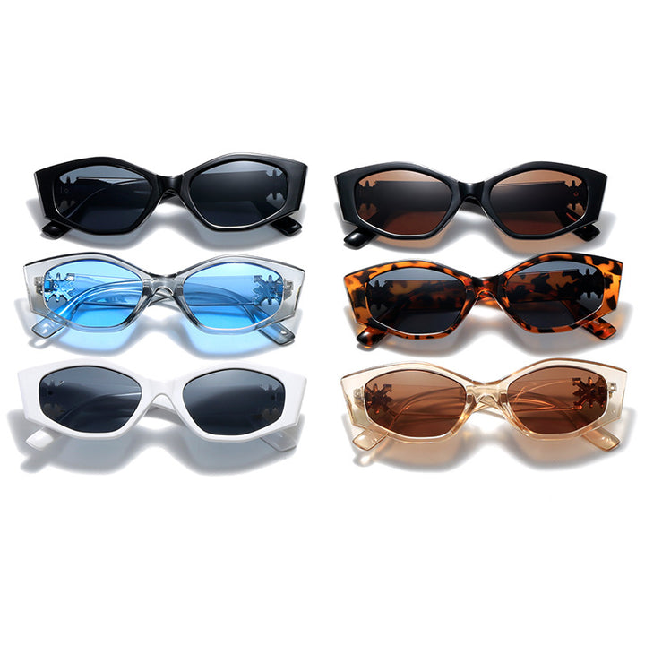 Dame geometrisk solbrille med luksuriøs detalj Luvikno