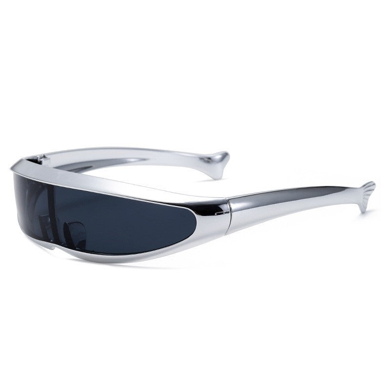 Dame Futuristisk Designer-solbrille med stilig gullramme Luvikno