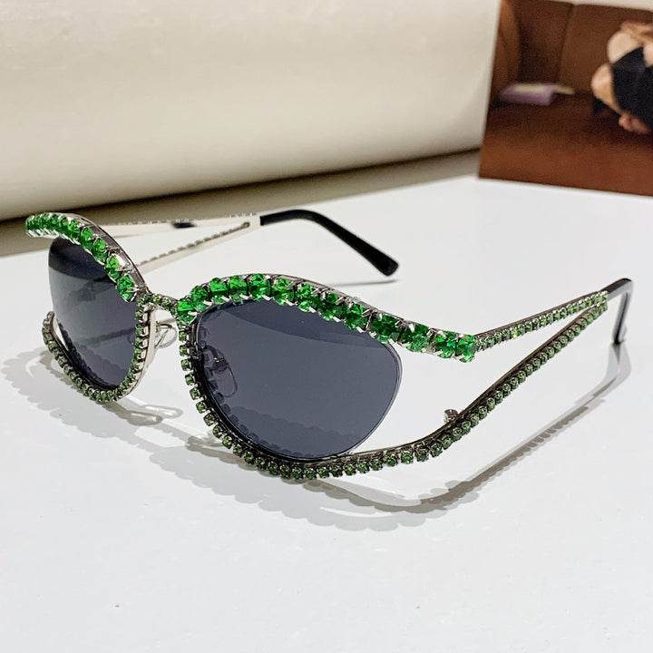 Dame Glamorøs solbrille med glitrende krystallakenter Luvikno