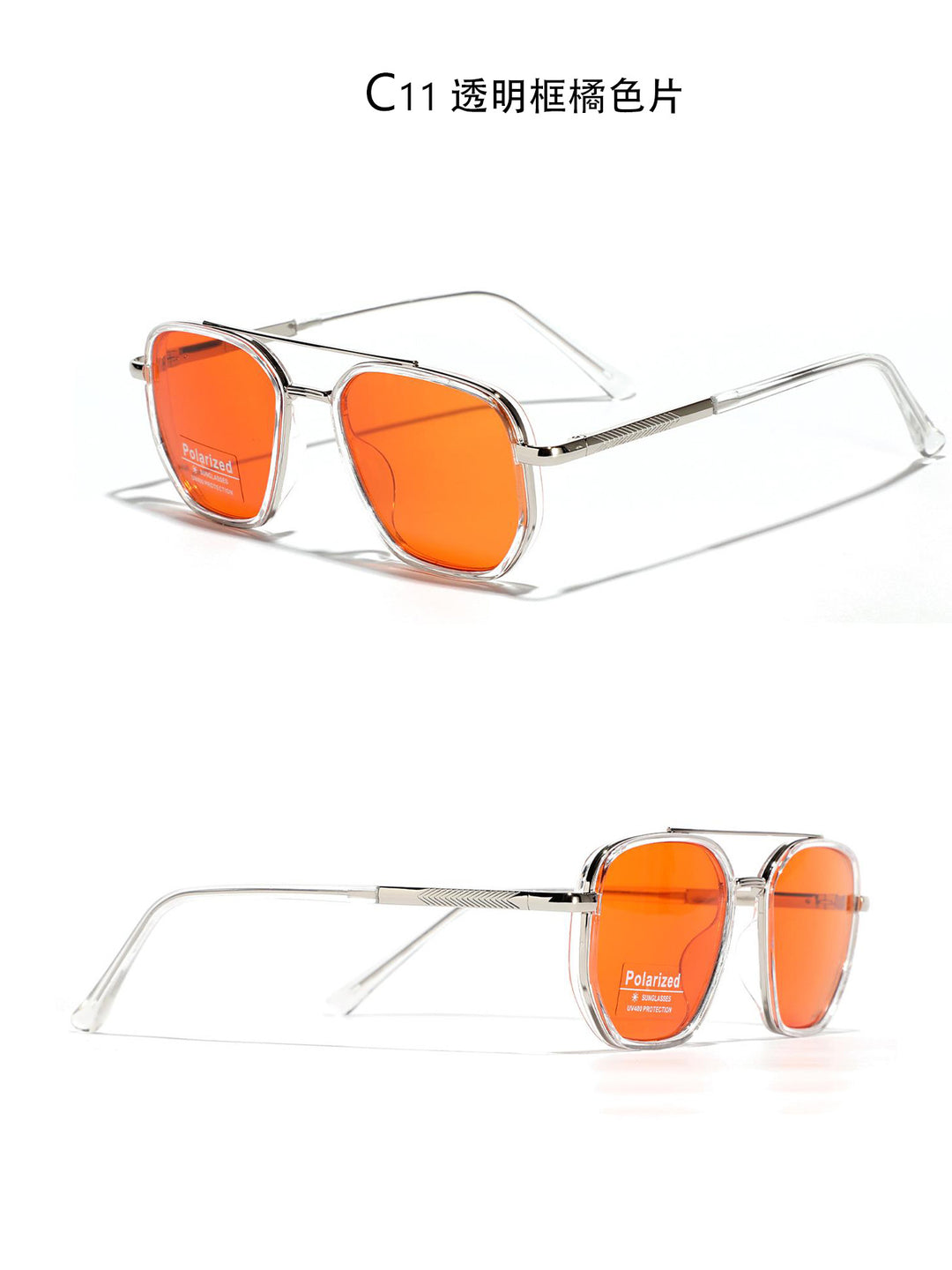 Dame kvadratisk solbrille med polarisert glass og elegant metallramme Luvikno