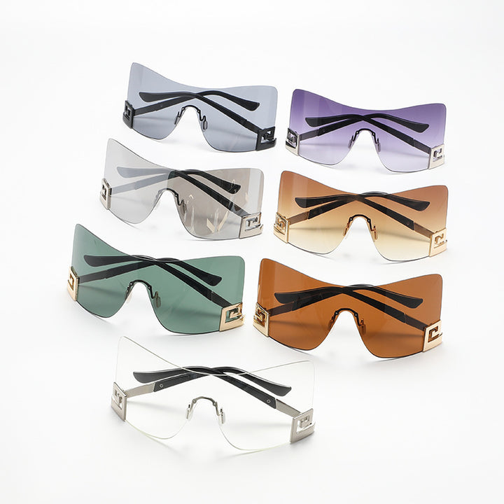 Dame Oversized Shield-solbrille med ekstravagant design Luvikno