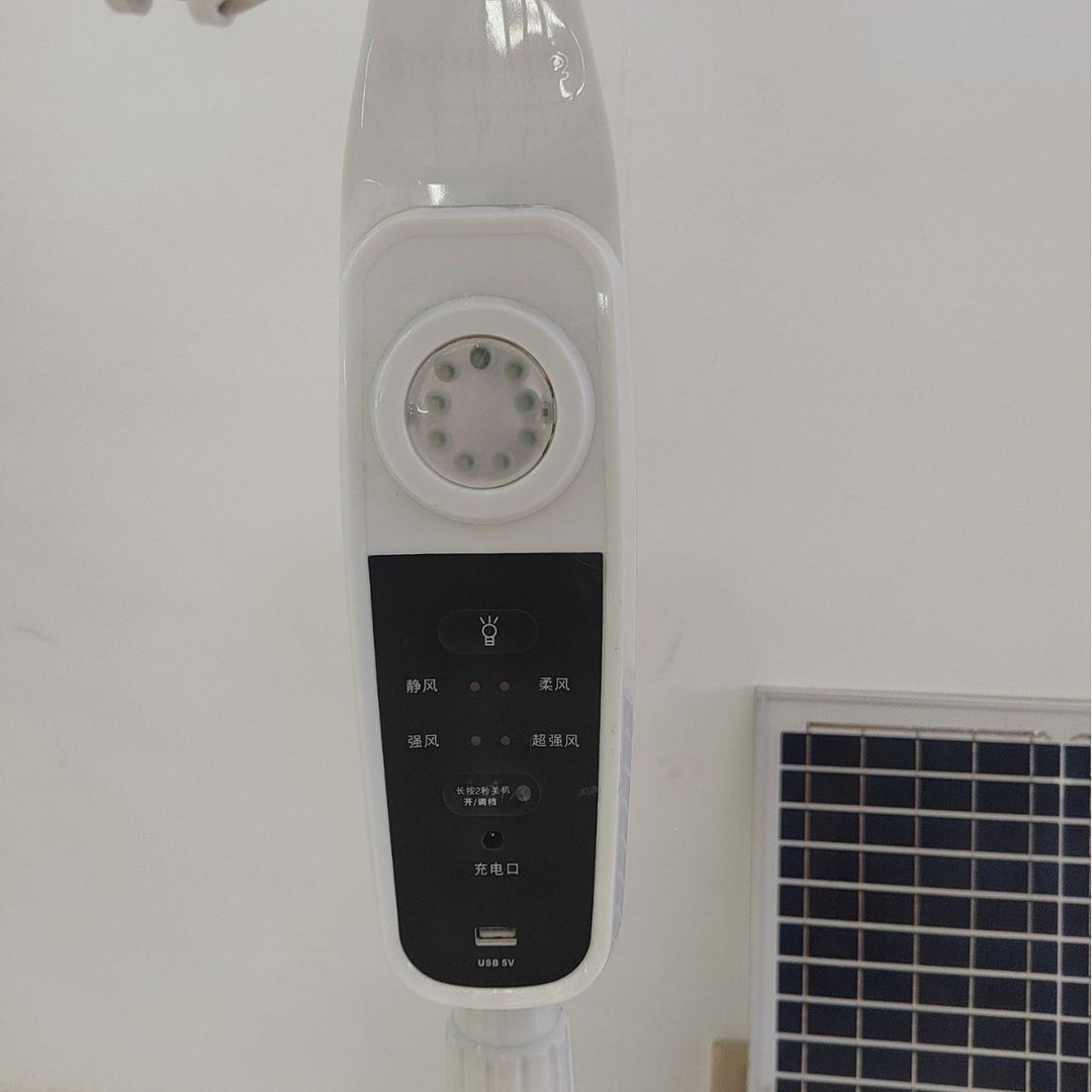 Unisex solardrevet stasjonær vifte med moderne design og effektiv luft sirkulasjon Luvikno
