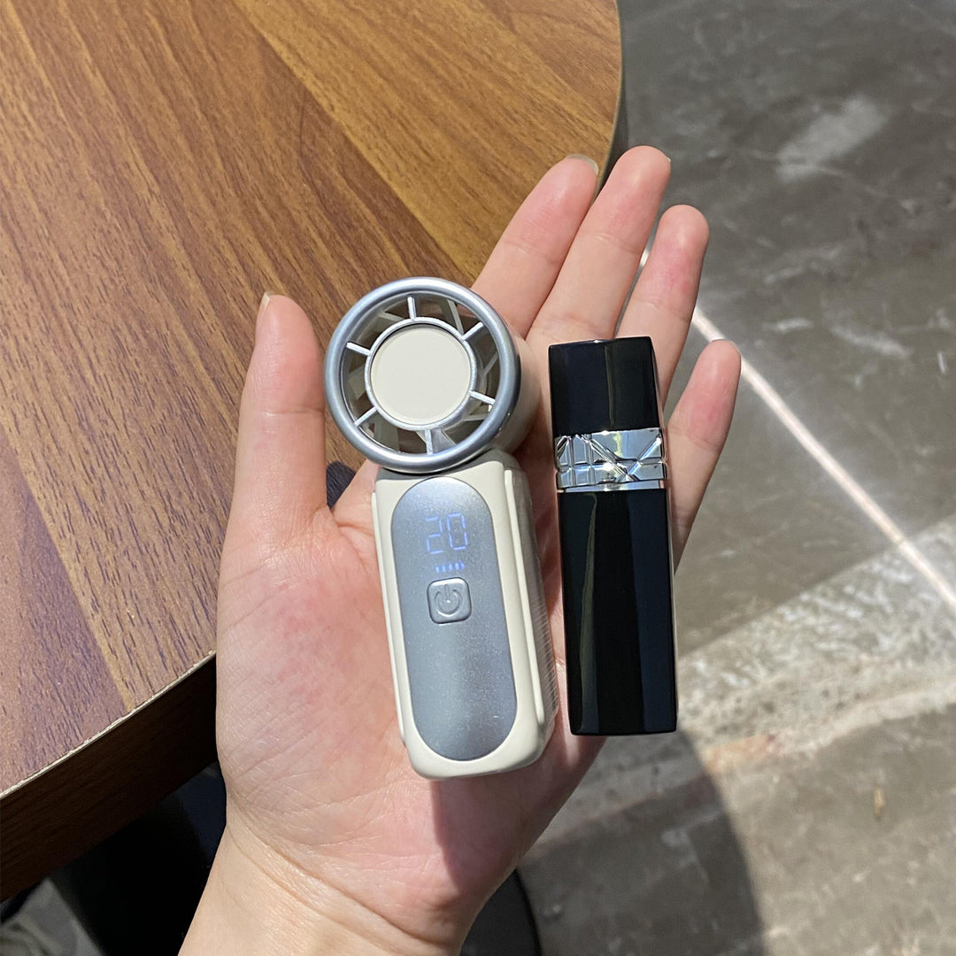Unisex nan kompakt USB oppladbar bladløs håndholdt vifte med digitalt LED-display Luvikno