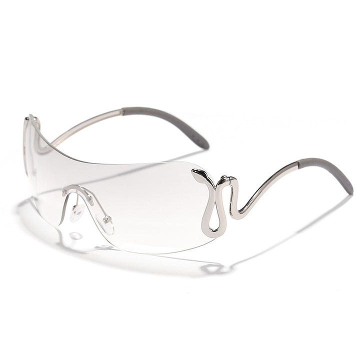 Kvinnelig mode futuristisk solbrille med buet ramme Luvikno