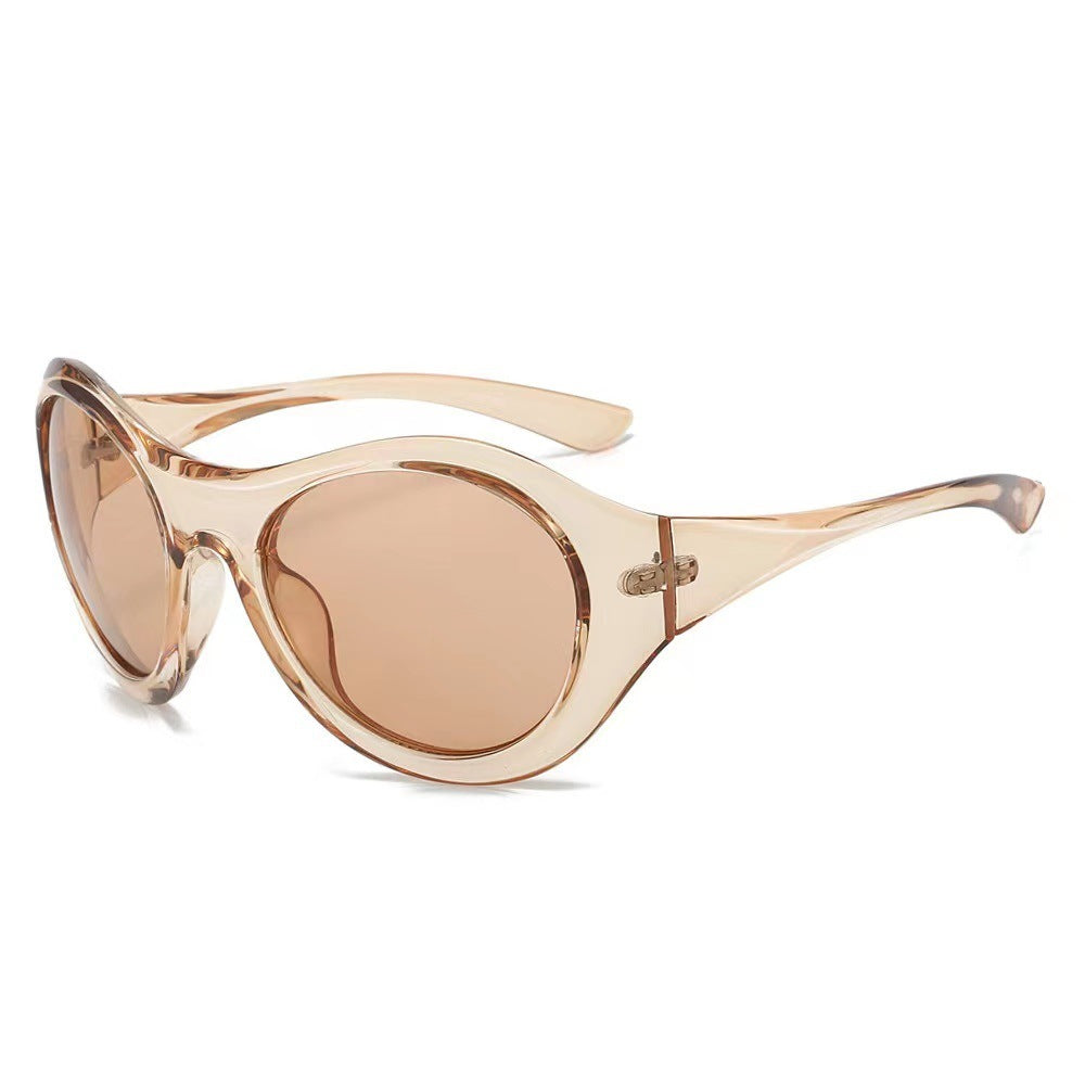 Dame Mote Oval Solbrille med gjennomsiktig ramme Luvikno