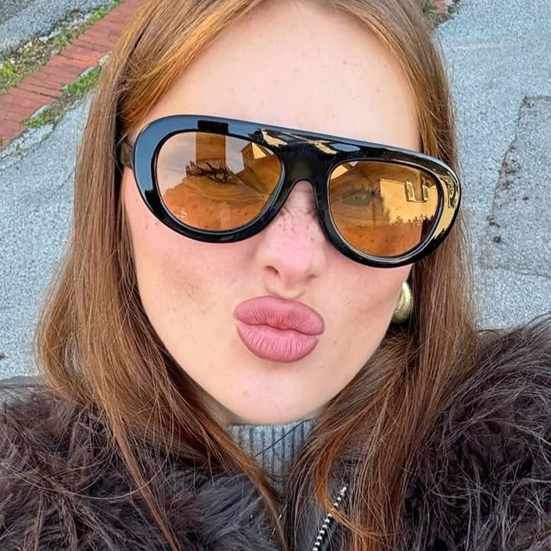 Dame moteriktig oversized solbriller med beskyttende UV-filter Luvikno