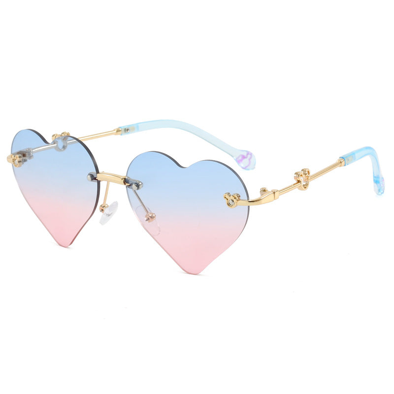 Dame hjerteformet solbrille med speilende linser Luvikno