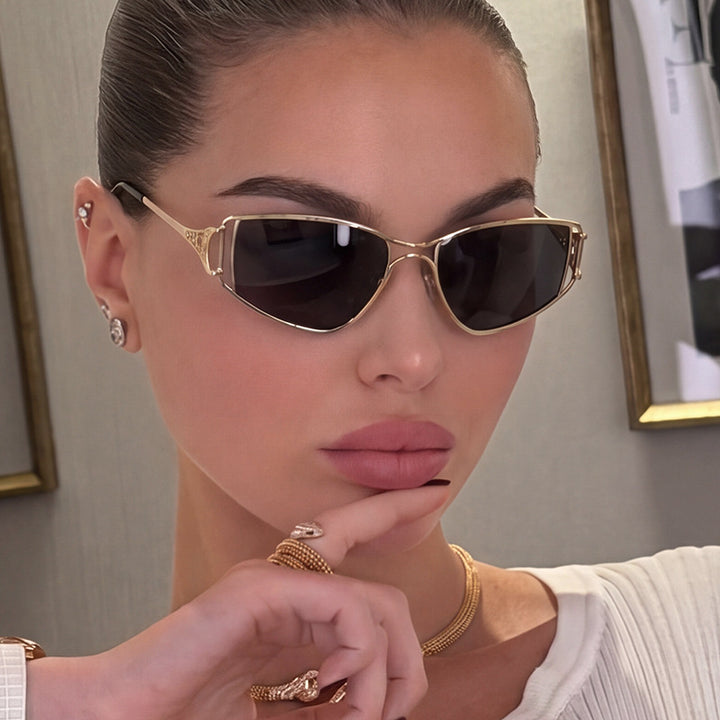 Dame eksklusive Cat-Eye solbriller med elegante dekorasjoner Luvikno