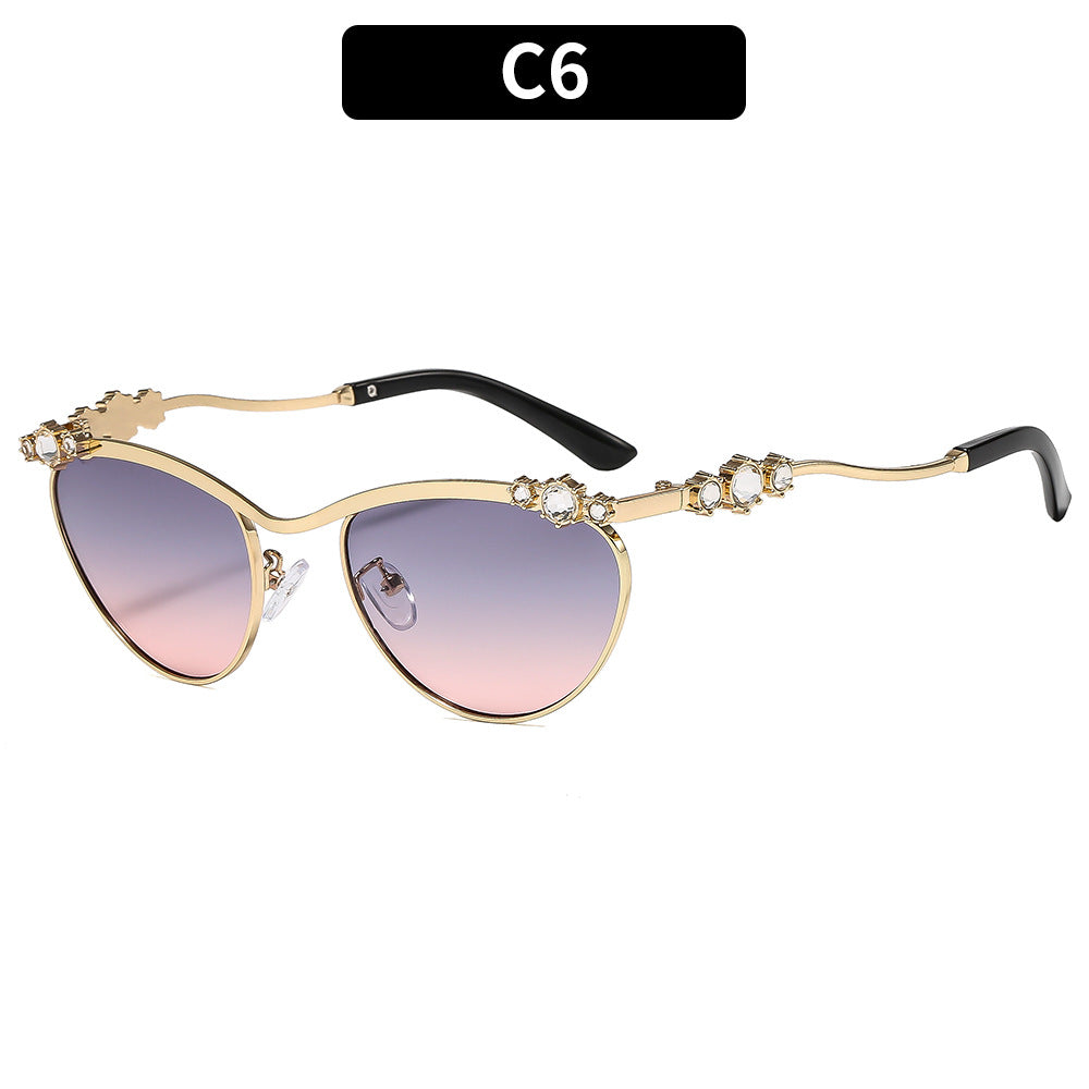 Dame Designer-solbrille med glitrende detaljer Luvikno