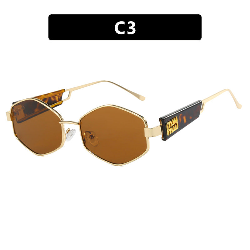 Dame geometrisk solbrille med moteriktig design og UV-beskyttelse Luvikno
