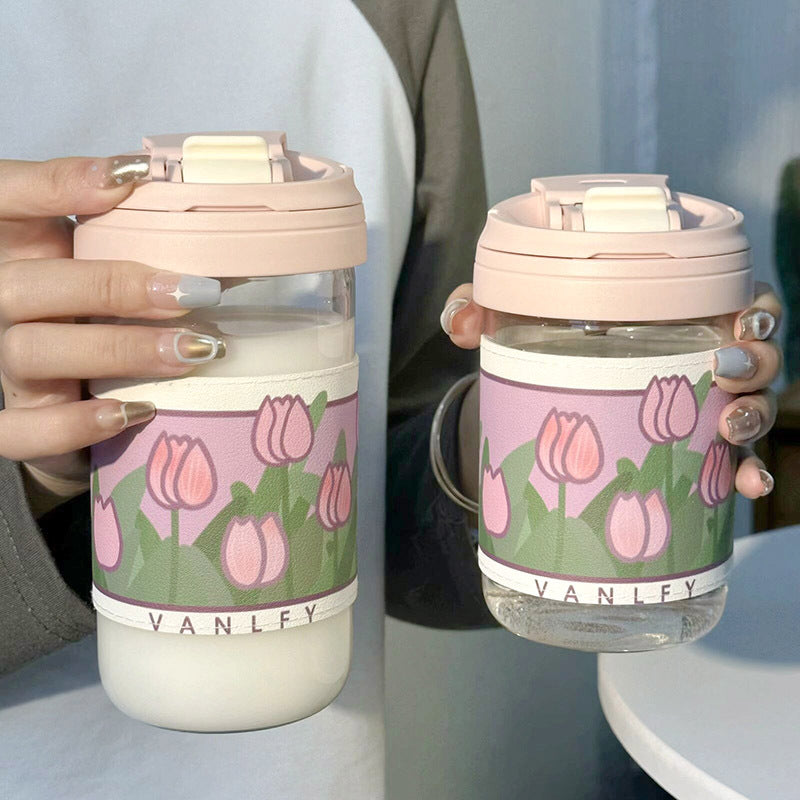 Damen Isoliertrinkbecher mit elegantem Blumenmuster Luvikno