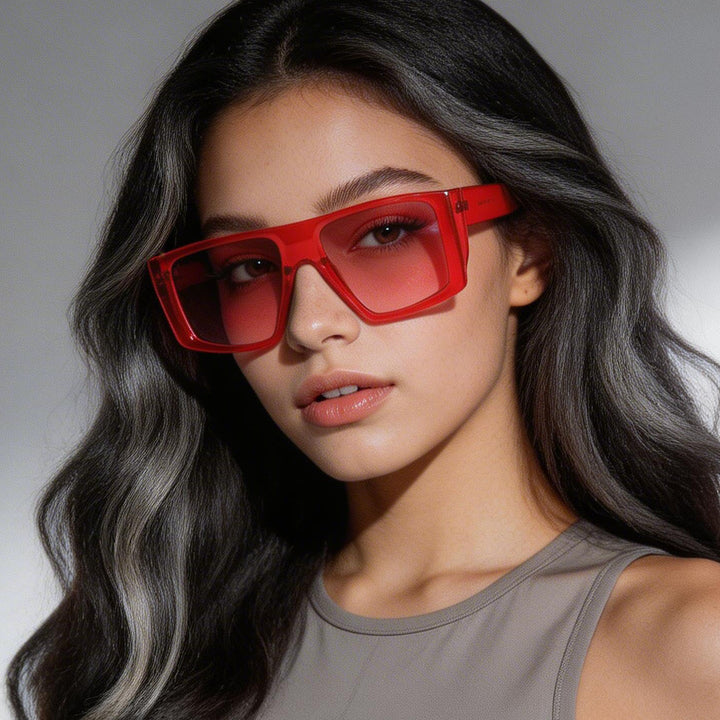 Dame oversized geometrisk solbrille Luvikno