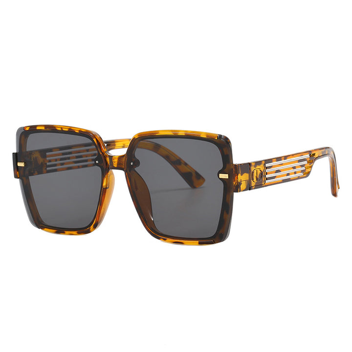 Dame firkantet solbrille med trendy geometrisk design Luvikno