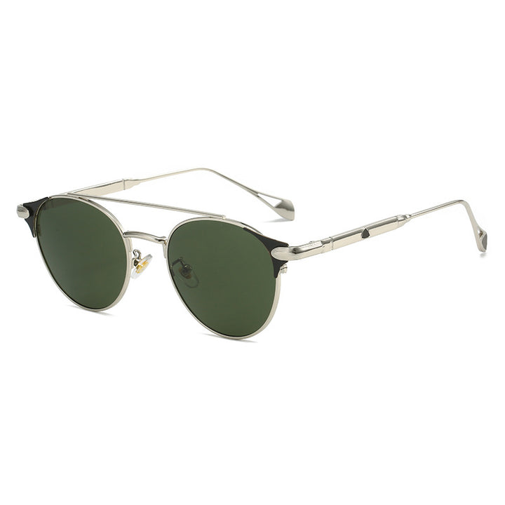 Dame rund Vintage-solbrille med høykvalitets metallramme og robust design Luvikno