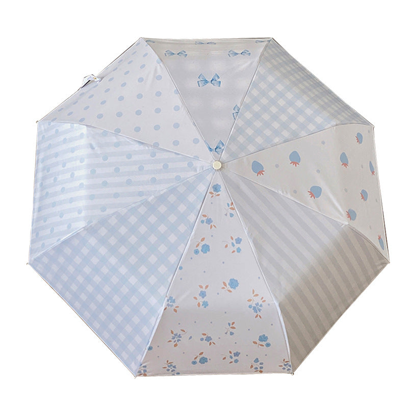Damer elegant kompakt paraply med gingham-mønster Luvikno