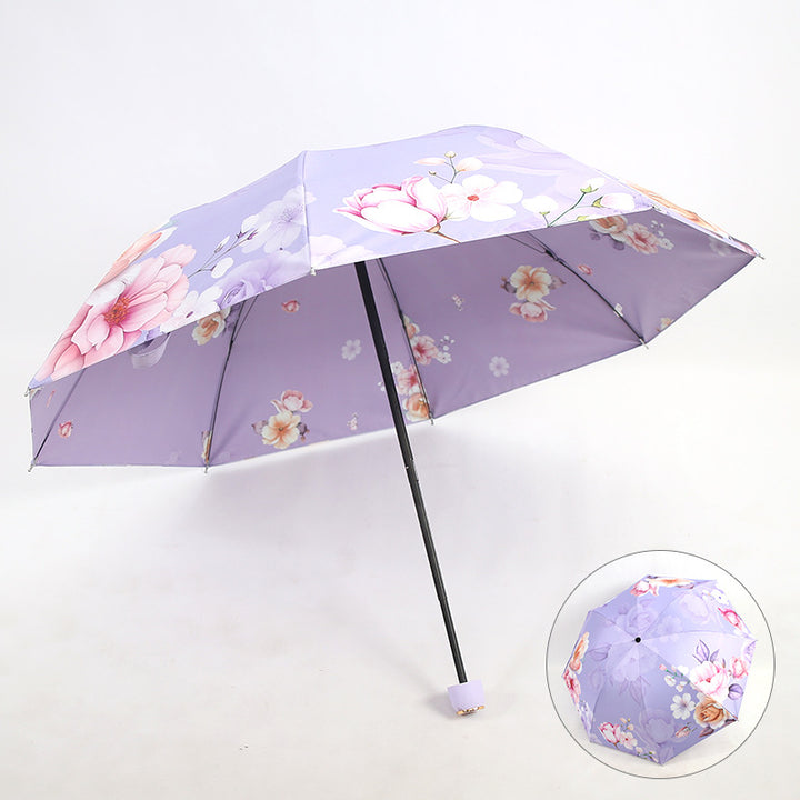 Dame Faltbar Paraply med Elegant Blomsterdesign Luvikno
