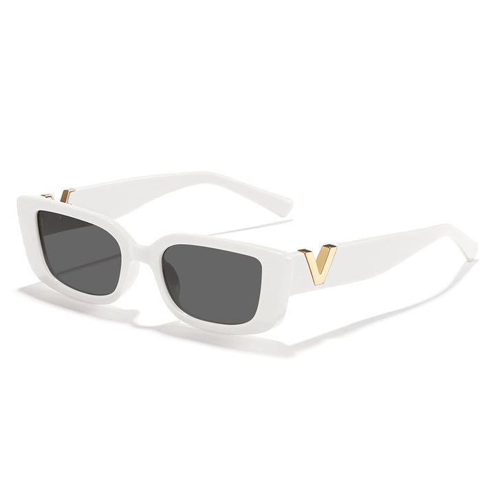 Dame moteriktig kvadratisk solbrille med gullbekledning Luvikno