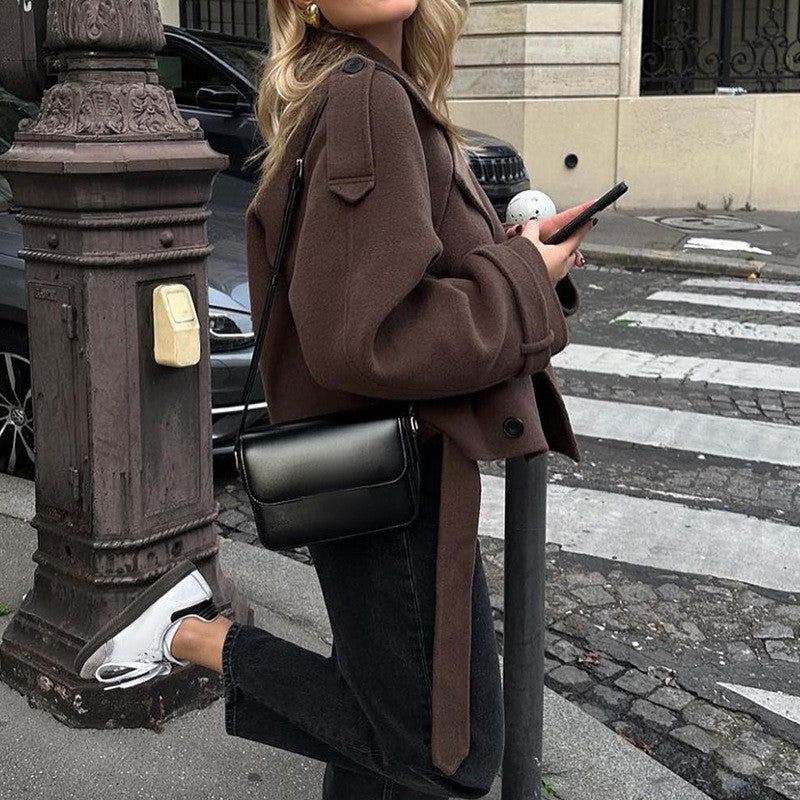 Luvik | For kvinner motebevisst cropped jakke trench-stil