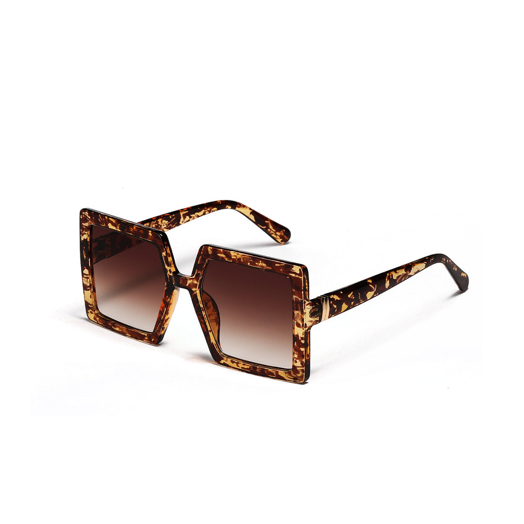 Dame geometrisk solbrille med moderne, bred ramme Luvikno