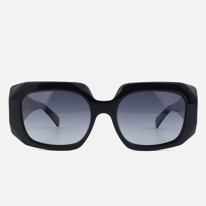 Dame oversized solbrille med innovativ ramme og moderne geometri Luvikno