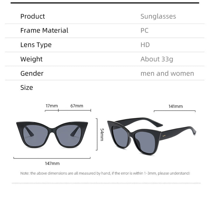 Dame ekstravagante Cat-Eye-solbriller med speilreflekterte linser Luvikno