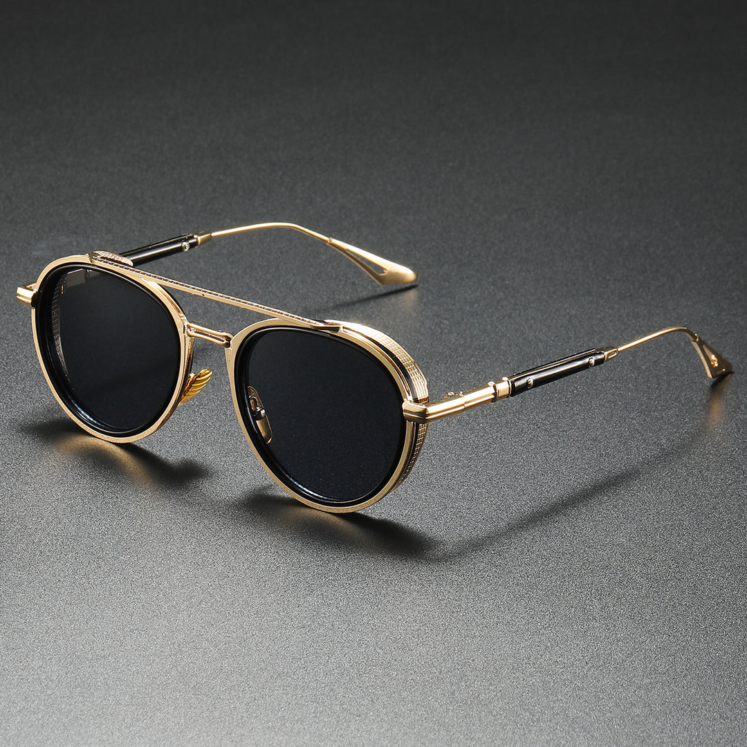 Dame designer solbriller med luksuriøs metallramme og retro-Accenter Luvikno