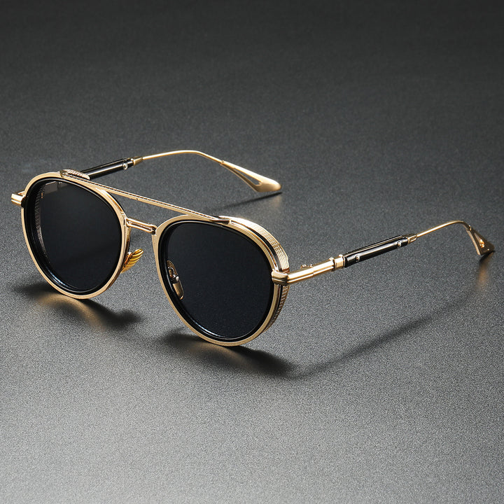 Dame designer solbriller med luksuriøs metallramme og retro-Accenter Luvikno