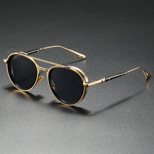 Dame designer solbriller med luksuriøs metallramme og retro-Accenter Luvikno