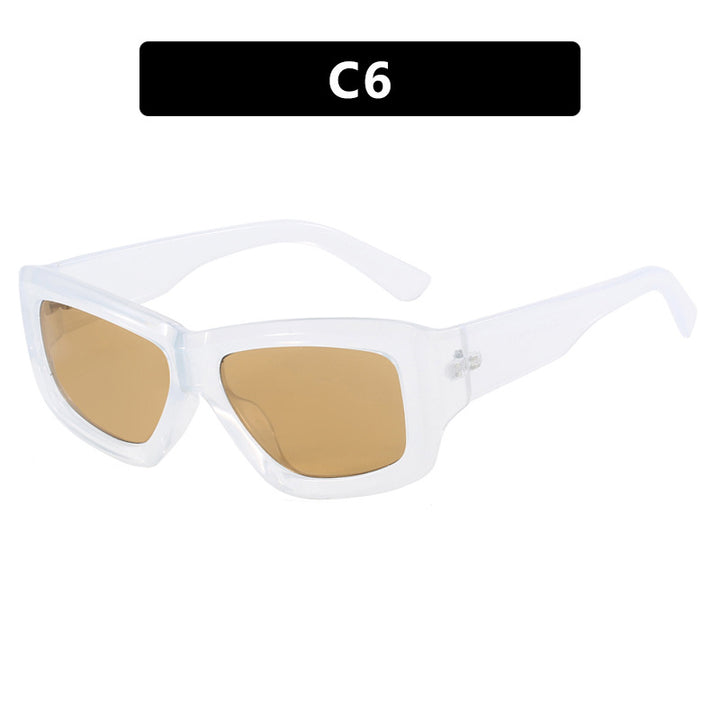 Dame trendy firkantet solbrille med gjennomsiktig ramme og komfortable linser Luvikno