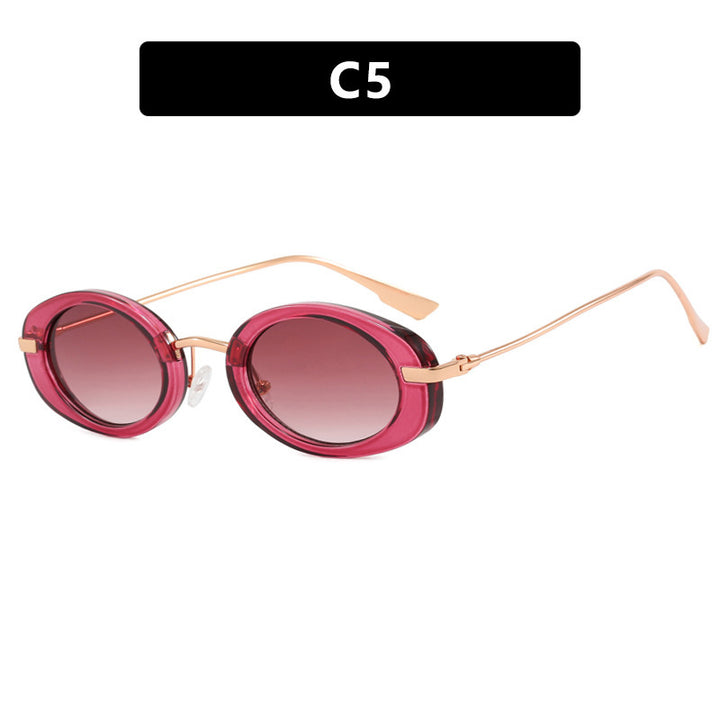Dame moteriktig solbrille i elegant ovalt design Luvikno