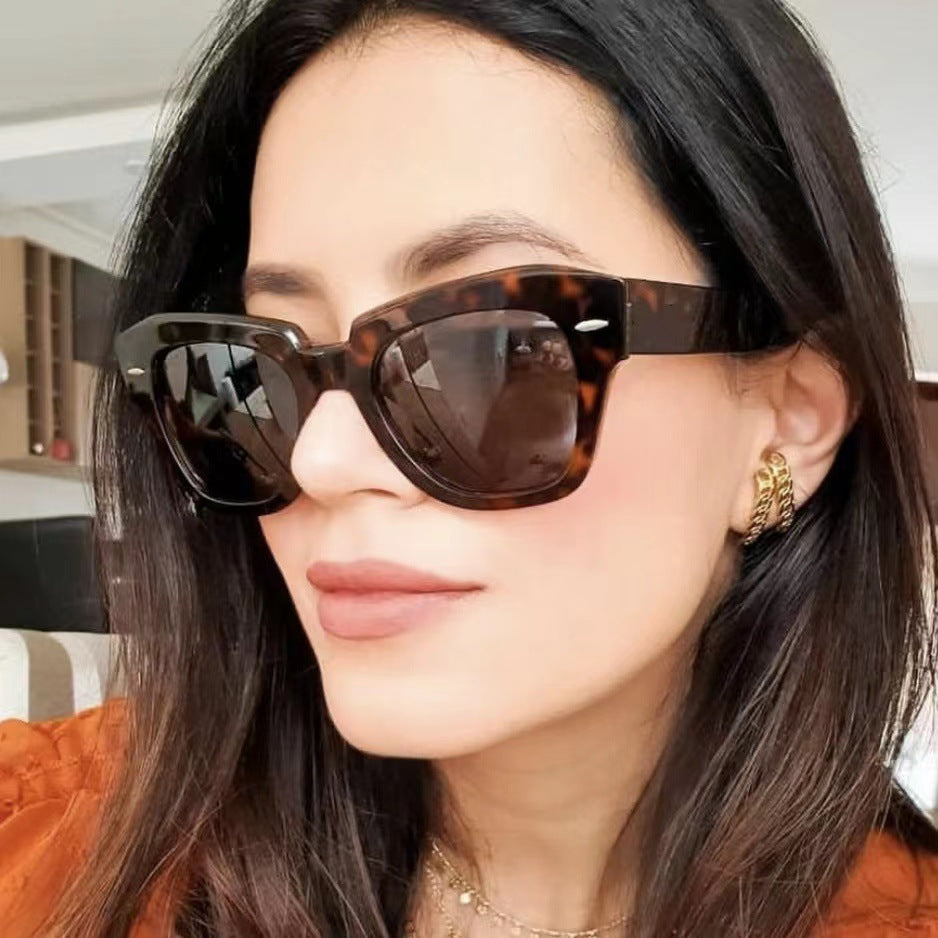Dame stilig solbrille i moderne design med gjennomsiktig ramme Luvikno