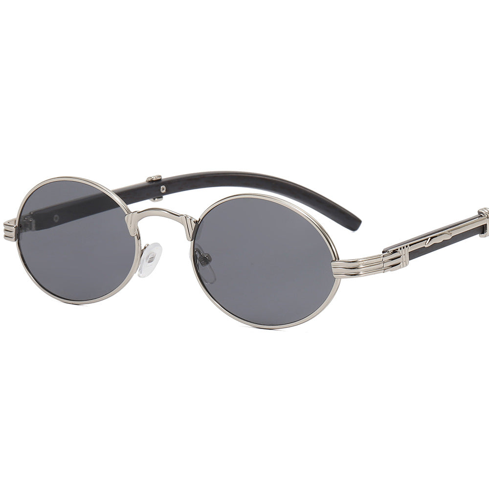 Dame rund designer solbrille med innovativ metallramme Luvikno