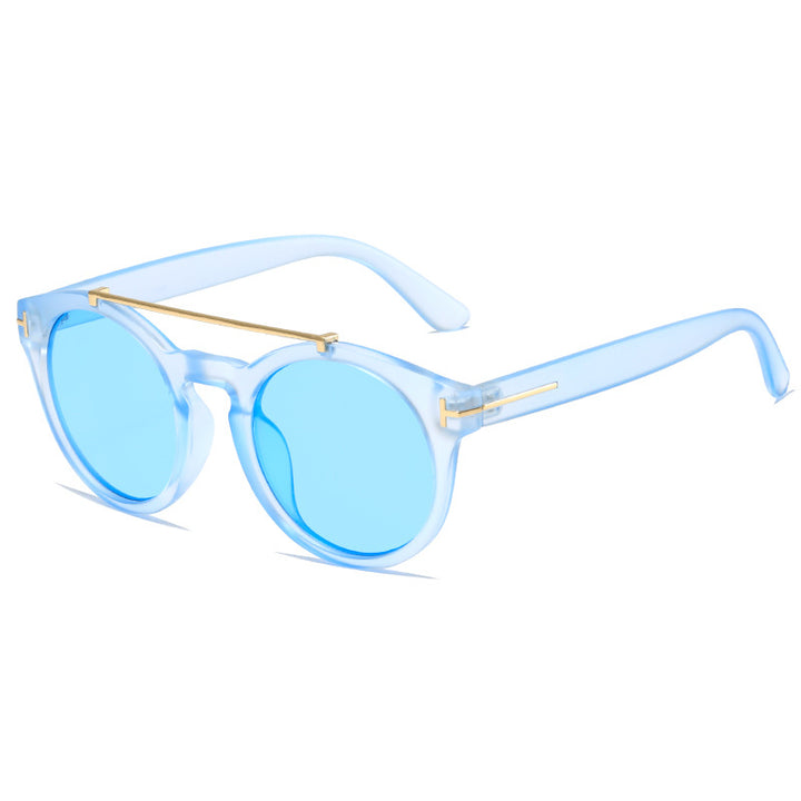 Dame fashionable solbriller med elegante runde glass Luvikno