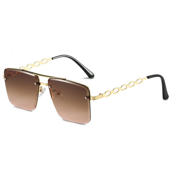 Dame Kvadratisk Solbrille med elegant Kjede Struktur Luvikno