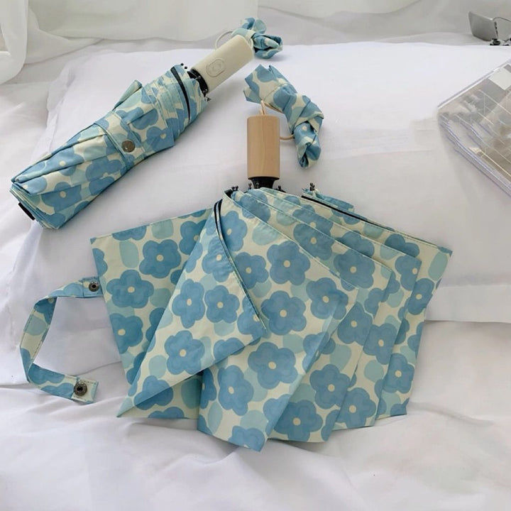 Damen Sammenleggbart paraply med blomsterdesign Luvikno