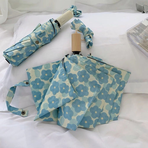 Damen Sammenleggbart paraply med blomsterdesign Luvikno
