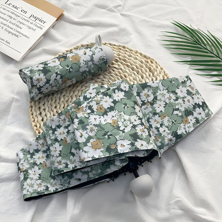 Damer Sammenleggbart paraply med elegant blomsterdesign Luvikno