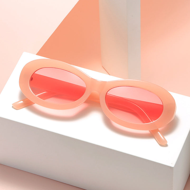 Dame trendy ovale solbriller med UV-beskyttelse og innovativ design Luvikno