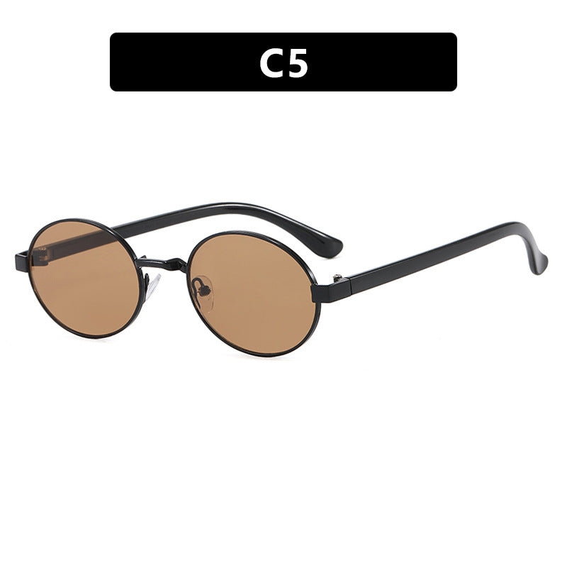 Dame rund brille med elegant metallramme og justerbare nesepads Luvikno